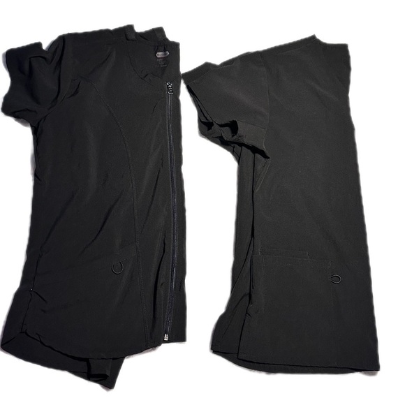 Tops - Scrub tops set of 2 black one pull over one zip up